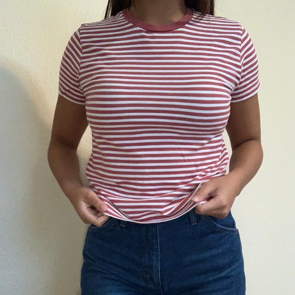 Brandy Melville Red Striped Tee - Picture 3 of 6